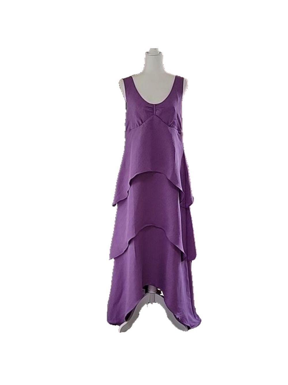 GF Geren Ford/UO Purple Scribble Asymmetrical Hem Boho Maxi Dress Medium EUC